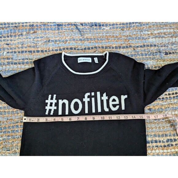 Black #No Filter Cotton Pullover Sweater XS White Spell Out Y2K Baddie Trap Casu - Picture 4 of 6